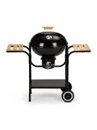 Szénkerti grill fedéllel és polcokkal, ráccsal és hamutálcával