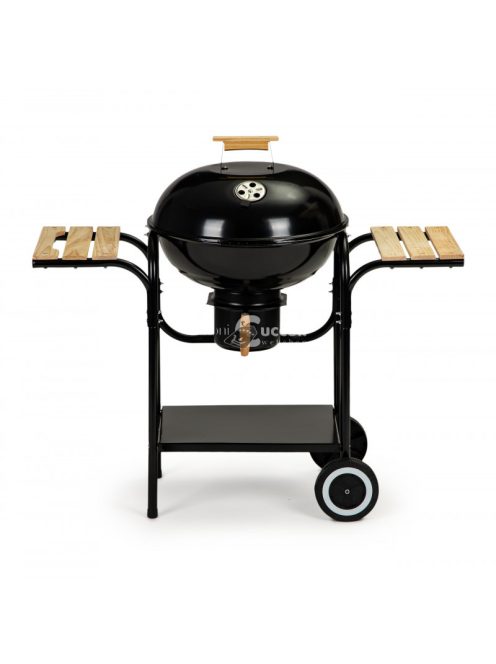 Szénkerti grill fedéllel és polcokkal, ráccsal és hamutálcával