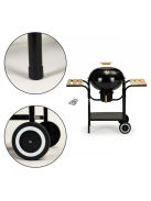 Szénkerti grill fedéllel és polcokkal, ráccsal és hamutálcával