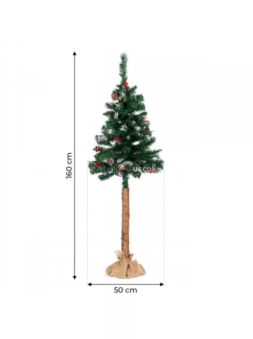 Karácsonyfa 160 cm, műanyag fenyőágakkal - ünnepi dekoráció, karácsonyi díszek
