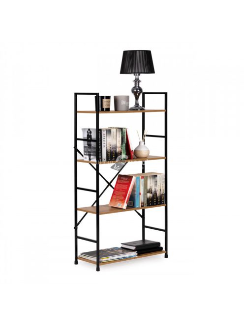 Modern széles fa könyvespolc 4 polccal LOFT