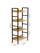 Indusztriális fa könyvespolc loft könyvespolc - olcsó ár, modern design, masszív fa, nagy tárolókapacitás