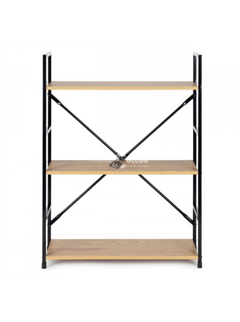 Fa könyvespolc fémes vázzal széles LOFT 3 polccal