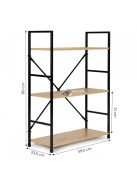 Fa könyvespolc fémes vázzal széles LOFT 3 polccal