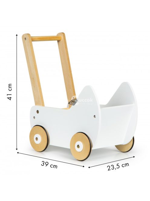 Fa babakocsi járóka ECOTOYS - játékkocsi, fa játékok, babajátékok, járóka, fa járóka, babakocsi