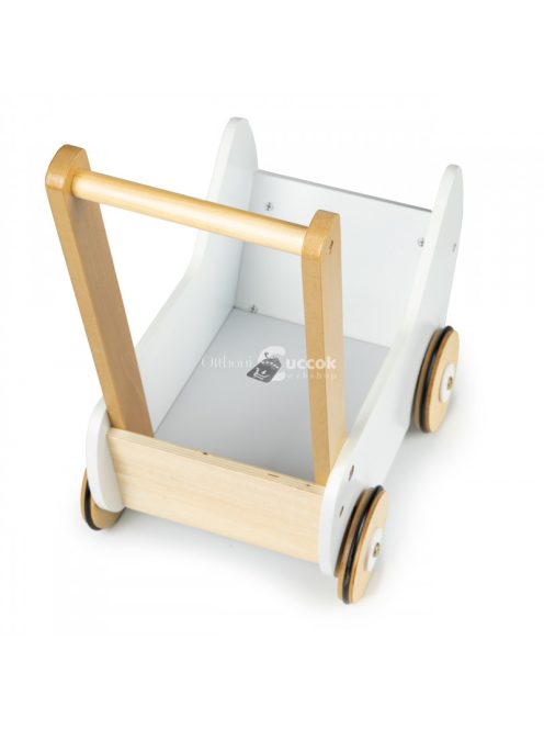 Fa babakocsi járóka ECOTOYS - játékkocsi, fa játékok, babajátékok, járóka, fa járóka, babakocsi