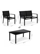 Kerti bútor szett: asztal, pad, karosszékek, fém - modern kertészeti berendezés - kerti bútorok