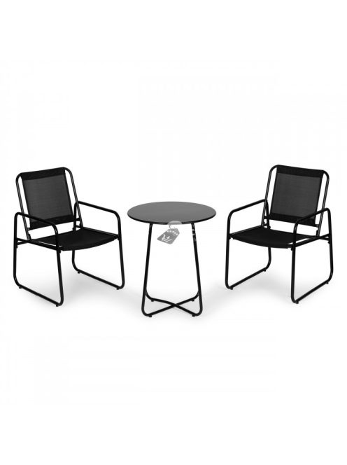 Kerti bútor szett, két szék, fekete asztal