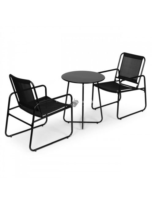 Kerti bútor szett, két szék, fekete asztal