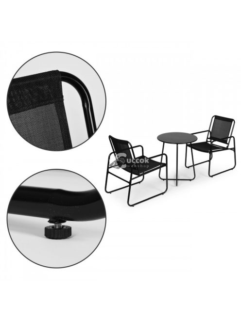 Kerti bútor szett, két szék, fekete asztal