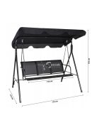 Kerti hinta 3 személyes, állítható tetővel, hintáztatóval