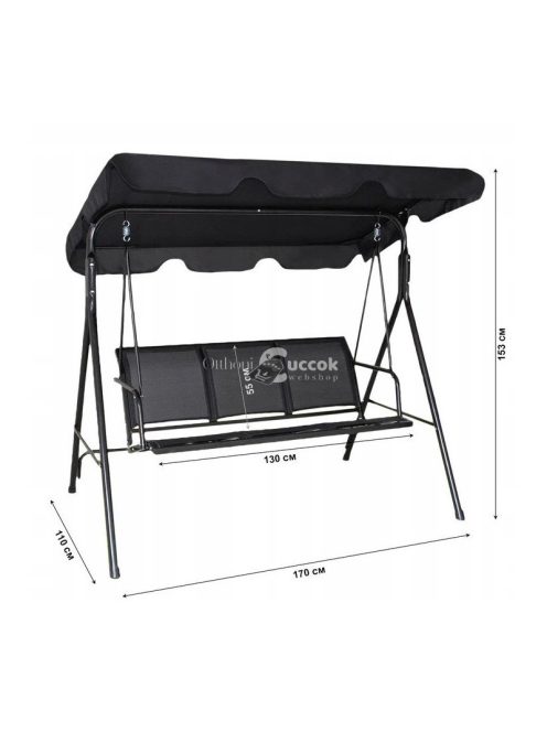 Kerti hinta 3 személyes, állítható tetővel, hintáztatóval