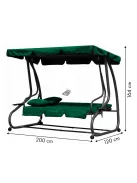 Kerti hintaágy, párnákkal, zöld - összecsukható, 2 az 1-ben, kényelmes pihenés, relaxálás, kerti bútor, teraszdekoráció