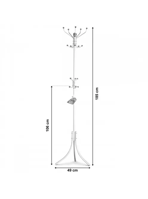 16 akasztós álló ruhafogas, fehér
