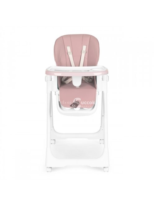 Magas szék, etetőszék, magasságállítható, öko-bőr pántok, dupla tálca rózsaszín