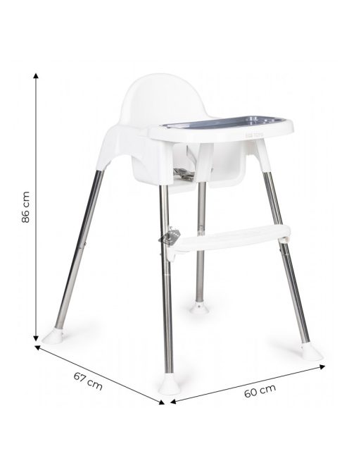 Két az egyben etetőszék, tálcával és övekkel ECOTOYS - - Fehér