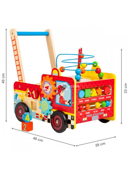Fa oktató tolókocsi tűzoltószertár + ECOTOYS építőkockák