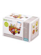 Fa oktató tolókocsi tűzoltószertár + ECOTOYS építőkockák