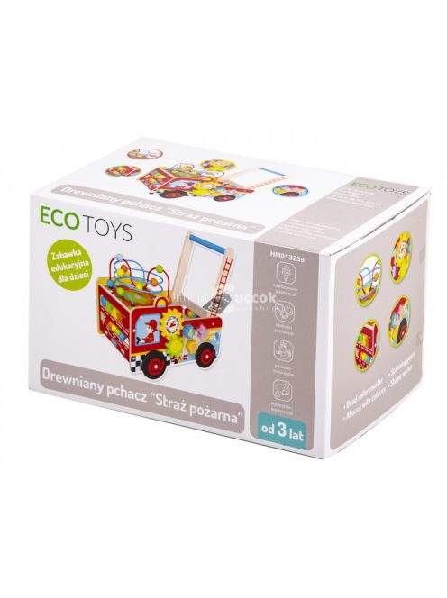 Fa oktató tolókocsi tűzoltószertár + ECOTOYS építőkockák