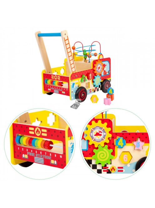 Fa oktató tolókocsi tűzoltószertár + ECOTOYS építőkockák