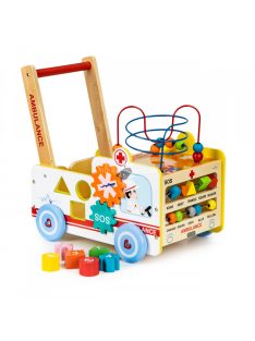   Okosító fa tologató Mentőautó 2 az 1-ben kockával + építőkockákkal