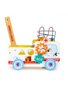   Okosító fa tologató Mentőautó 2 az 1-ben kockával + építőkockákkal