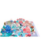 Fa oktató építőkocka város szőnyeggel 115 db ECOTOYS