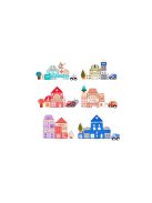 Fa oktató építőkocka város szőnyeggel 115 db ECOTOYS