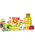 Fa oktató építőkocka város állatkerttel 120 darab