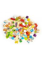 Fa oktató építőkocka város állatkerttel 120 darab