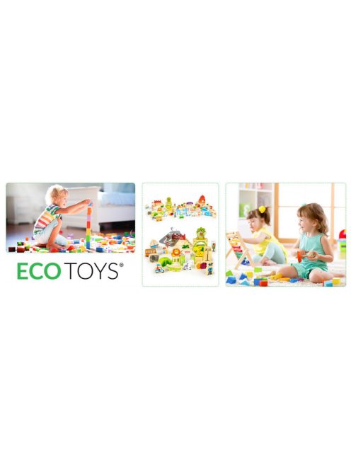 Fa oktató építőkocka város állatkerttel 120 darab