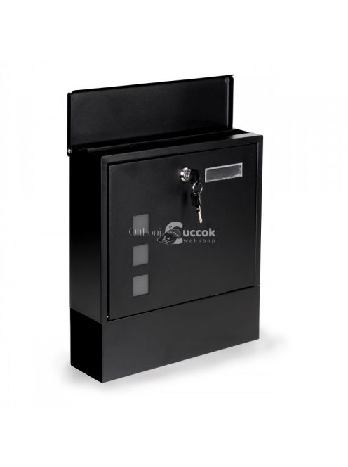 Fekete acél postaláda zárral - modern levelesláda - acél levélláda - biztonságos postaláda