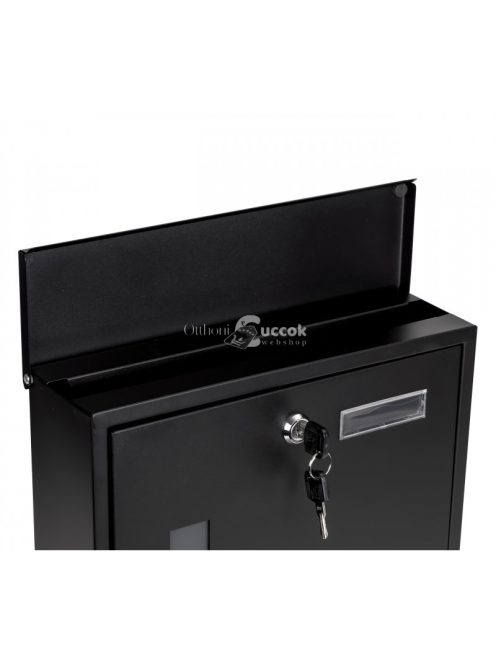 Fekete acél postaláda zárral - modern levelesláda - acél levélláda - biztonságos postaláda