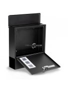 Fekete acél postaláda zárral - modern levelesláda - acél levélláda - biztonságos postaláda