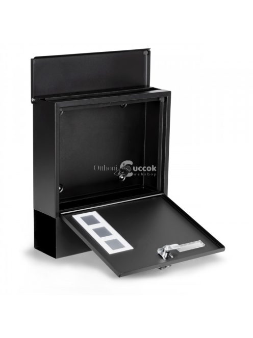 Fekete acél postaláda zárral - modern levelesláda - acél levélláda - biztonságos postaláda