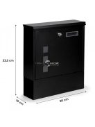 Fekete acél postaláda zárral - modern levelesláda - acél levélláda - biztonságos postaláda