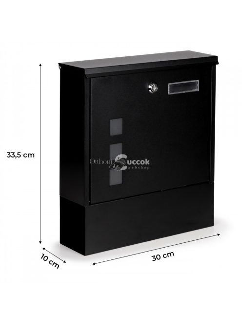Fekete acél postaláda zárral - modern levelesláda - acél levélláda - biztonságos postaláda