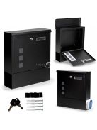 Fekete acél postaláda zárral - modern levelesláda - acél levélláda - biztonságos postaláda