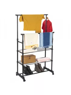   Univerzális ruhafogas kerekekkel, állítható magassággal, 2 rúddal