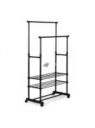 Univerzális ruhafogas kerekekkel, állítható magassággal, 2 rúddal