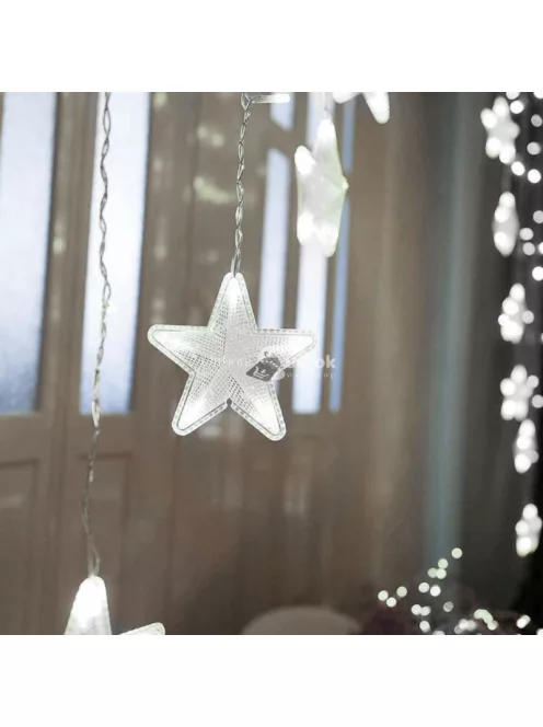 Csillagfények, karácsonyi fények, függöny 4m 136 LED-vel