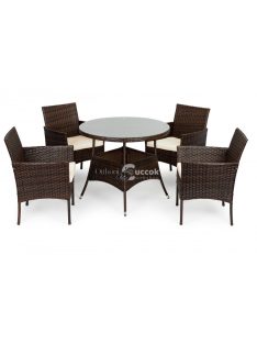   Rattan kerti bútor szett 4 székkel és üveglappal ellátott asztallal