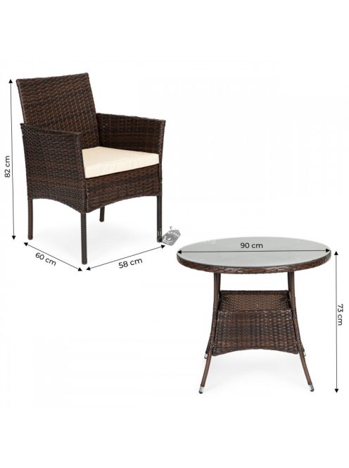Rattan kerti bútor szett 4 székkel és üveglappal ellátott asztallal