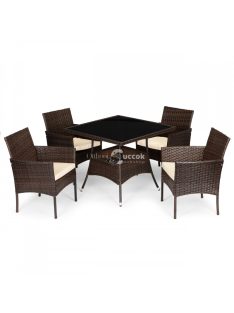   Rattan kerti bútor szett 4 székkel és üveglappal ellátott asztallal