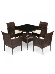   Rattan kerti bútor szett 4 székkel és üveglappal ellátott asztallal