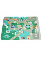 Fa tanuló építőkocka város szőnyeggel 121 darab