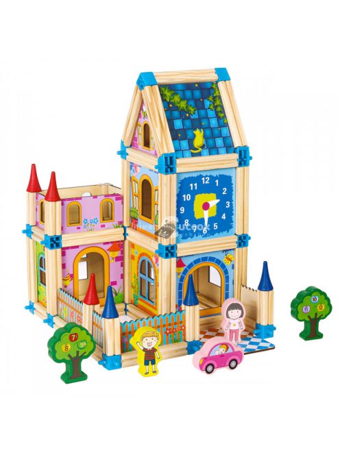 Fa építő játék 6 az 1-ben ház