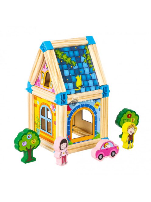 Fa építő játék 6 az 1-ben ház