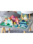 Okos fa építőkocka város készlet szőnyeggel 121 db