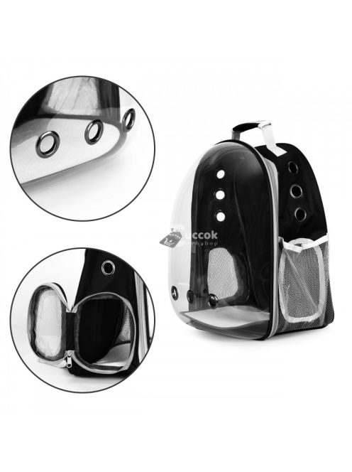 Macskaszállító hátizsák üvegablakkal, kutyaszállító táskával - háziállat hátizsák, utazó táska, kisállat szállító